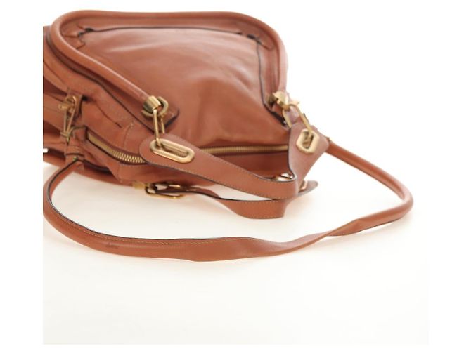 Chloé Chloe Paraty Hand Bag Leather 2way Brown Gold - vista 11
