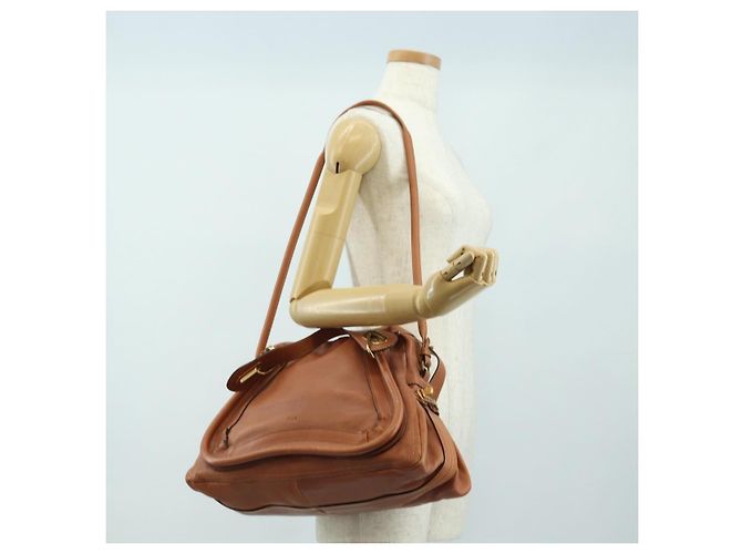 Chloé Chloe Paraty Hand Bag Leather 2way Brown Gold - vista 29