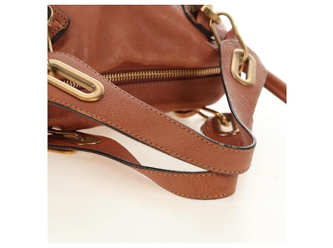 Chloé Chloe Paraty Hand Bag Leather 2way Brown Gold - vista 8