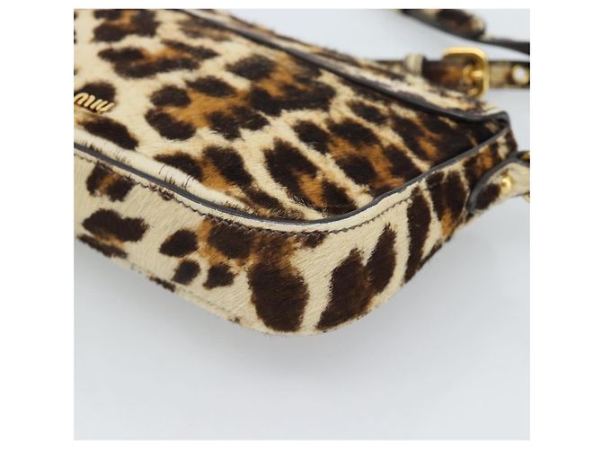 Miu Miu Shoulder Bag Harako leather Beige Gold - vista 12