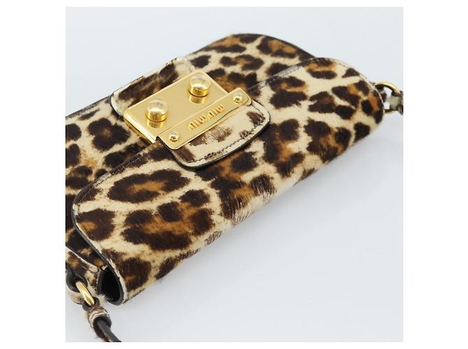 Miu Miu Shoulder Bag Harako leather Beige Gold - vista 6