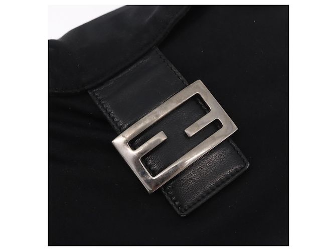 FENDI Mamma Baguette Shoulder Bag Cotton Jersey Black Silver - vista 15