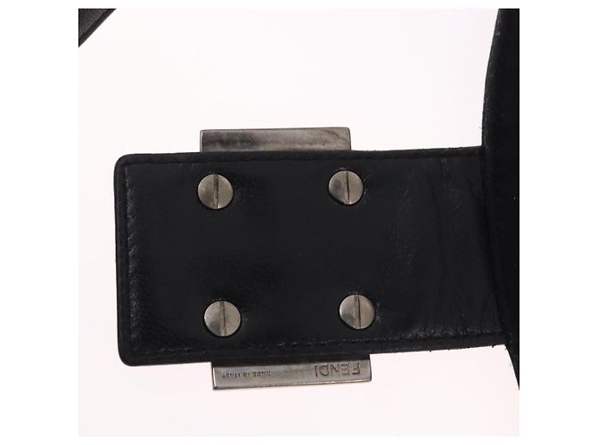 FENDI Mamma Baguette Shoulder Bag Cotton Jersey Black Silver - vista 16