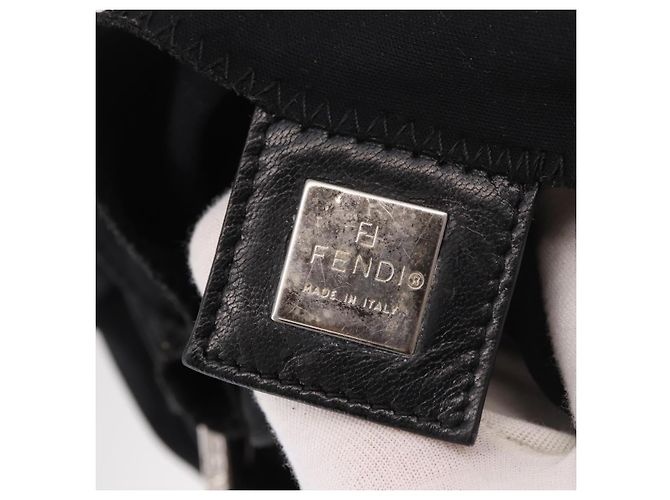 FENDI Mamma Baguette Shoulder Bag Cotton Jersey Black Silver - vista 18