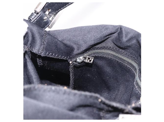 FENDI Mamma Baguette Shoulder Bag Cotton Jersey Black Silver - vista 22