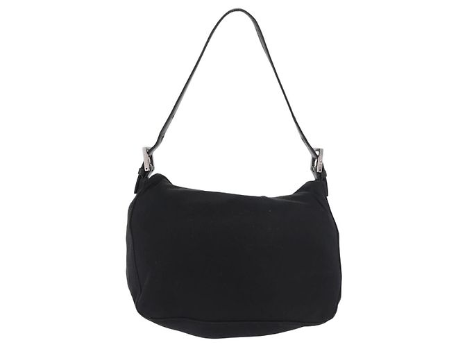 FENDI Mamma Baguette Shoulder Bag Cotton Jersey Black Silver - vista 3