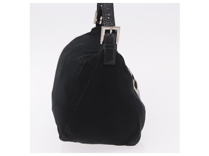FENDI Mamma Baguette Shoulder Bag Cotton Jersey Black Silver - vista 5
