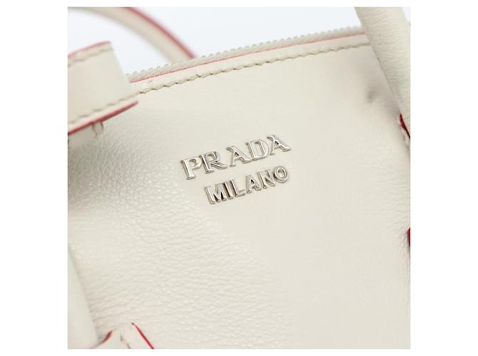 PRADA Hand Bag Leather 2way White Silver - vista 17