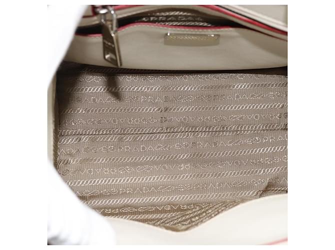 PRADA Hand Bag Leather 2way White Silver - vista 19