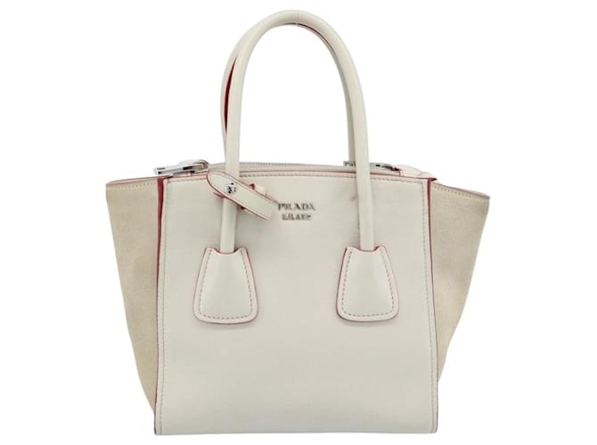 PRADA Hand Bag Leather 2way White Silver - vista 2