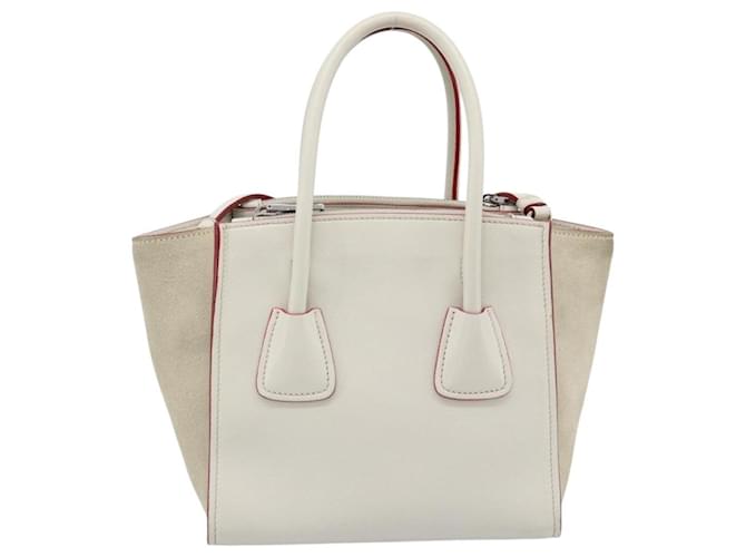 PRADA Hand Bag Leather 2way White Silver - vista 3
