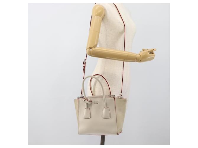 PRADA Hand Bag Leather 2way White Silver - vista 31