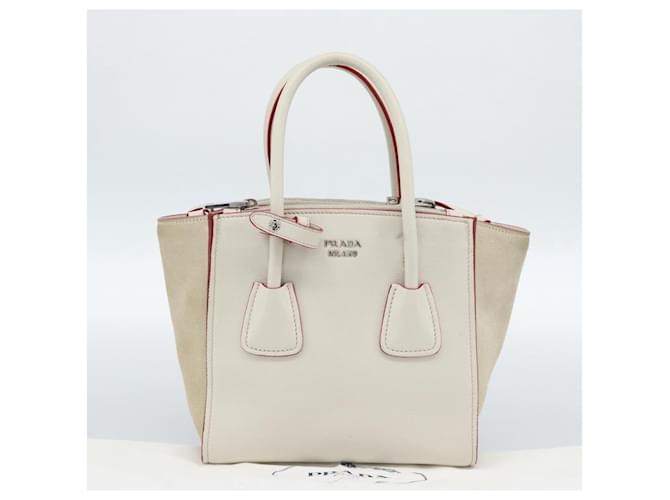 PRADA Hand Bag Leather 2way White Silver - vista 32