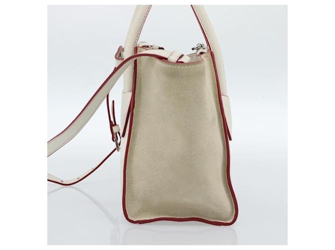 PRADA Hand Bag Leather 2way White Silver - vista 5
