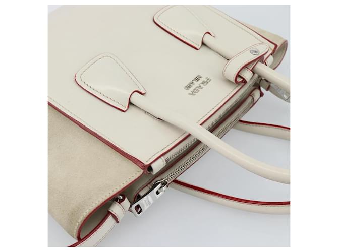 PRADA Hand Bag Leather 2way White Silver - vista 6