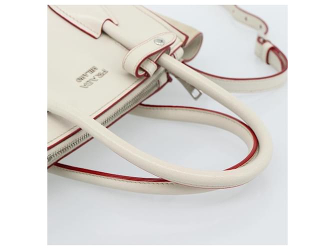 PRADA Hand Bag Leather 2way White Silver - vista 7