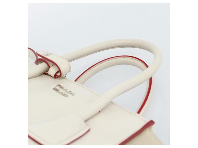 PRADA Hand Bag Leather 2way White Silver - vista 8