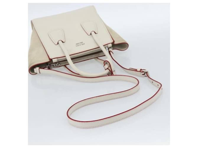 PRADA Hand Bag Leather 2way White Silver - vista 9