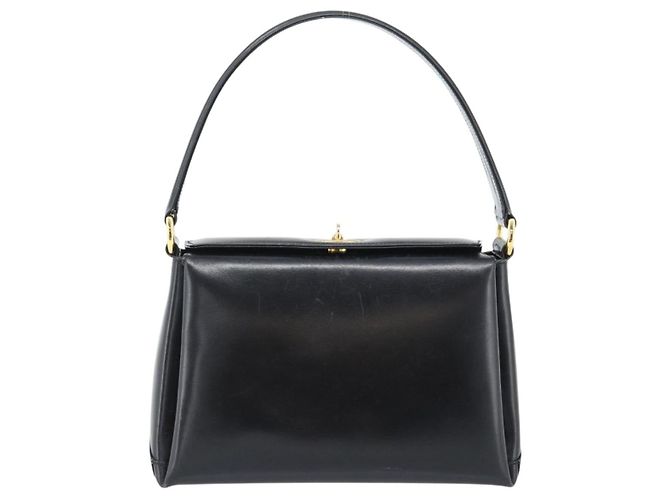 Borsa a mano GUCCI in pelle nera e oro, autentica 183374 - vista 13