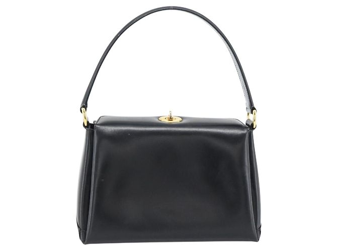 Borsa a mano GUCCI in pelle nera e oro, autentica 183374 - vista 2