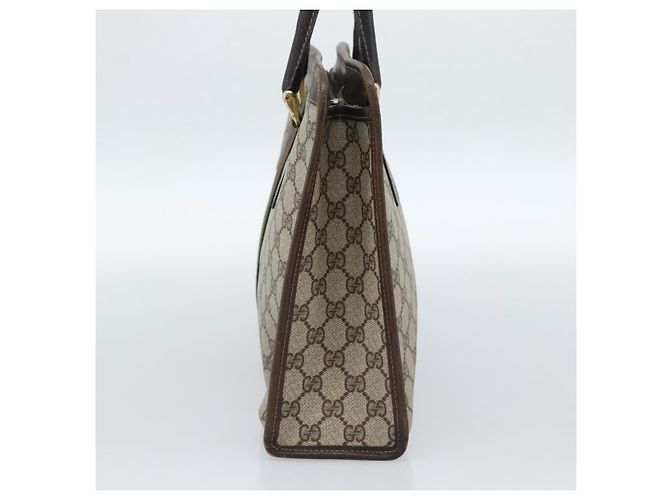 GUCCI GG Supreme Web Sherry Line Hand Bag PVC Beige Gold 010 378 - vista 3