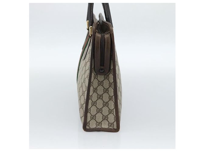 GUCCI GG Supreme Web Sherry Line Hand Bag PVC Beige Gold 010 378 - vista 4
