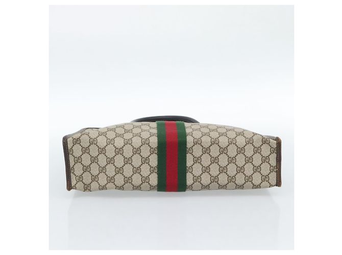 GUCCI GG Supreme Web Sherry Line Hand Bag PVC Beige Gold 010 378 - vista 5