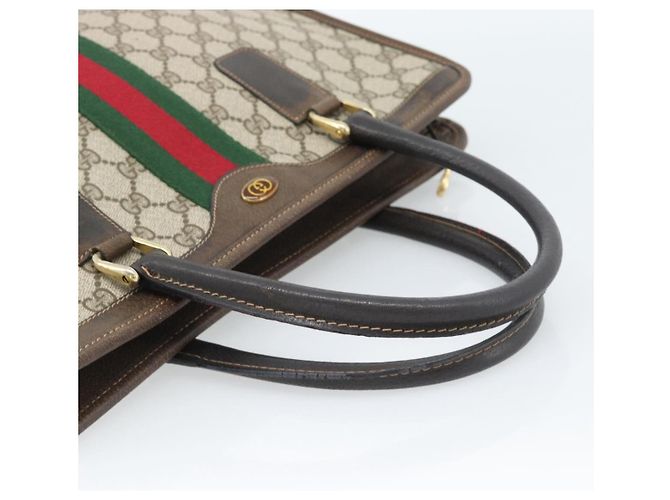 GUCCI GG Supreme Web Sherry Line Hand Bag PVC Beige Gold 010 378 - vista 7