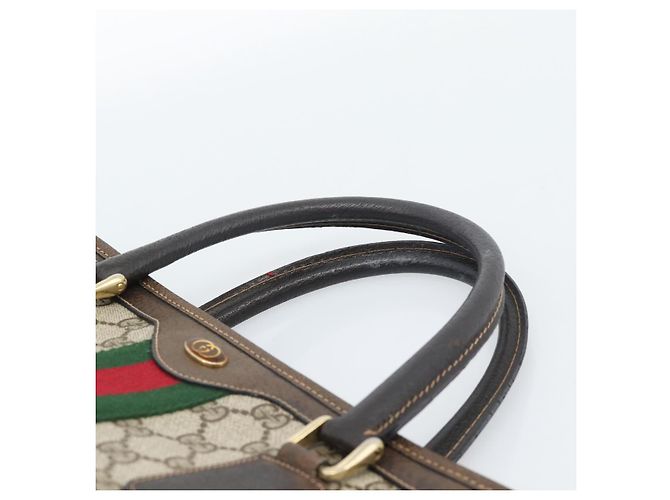 GUCCI GG Supreme Web Sherry Line Hand Bag PVC Beige Gold 010 378 - vista 8