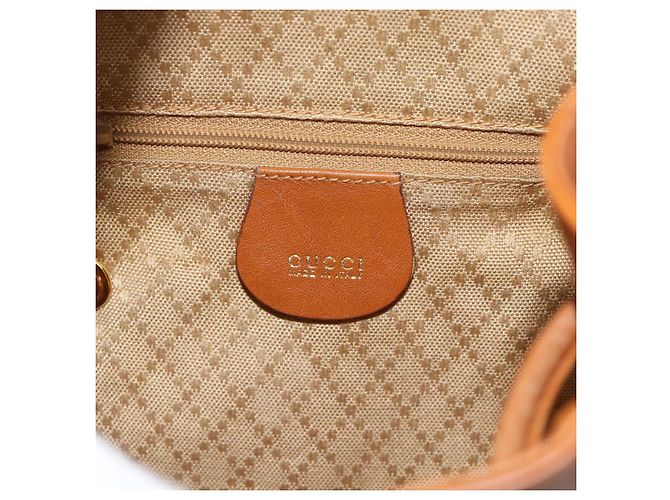 GUCCI Bamboo Backpack Leather Brown Gold - vista 12