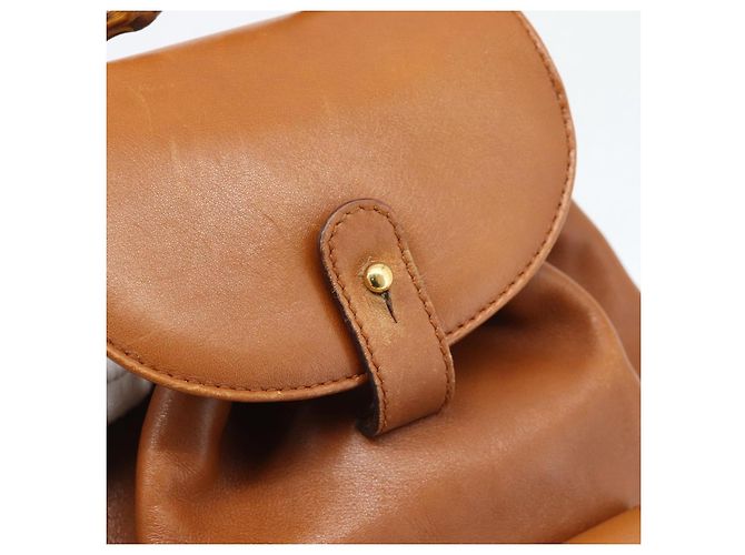 GUCCI Bamboo Backpack Leather Brown Gold - vista 19