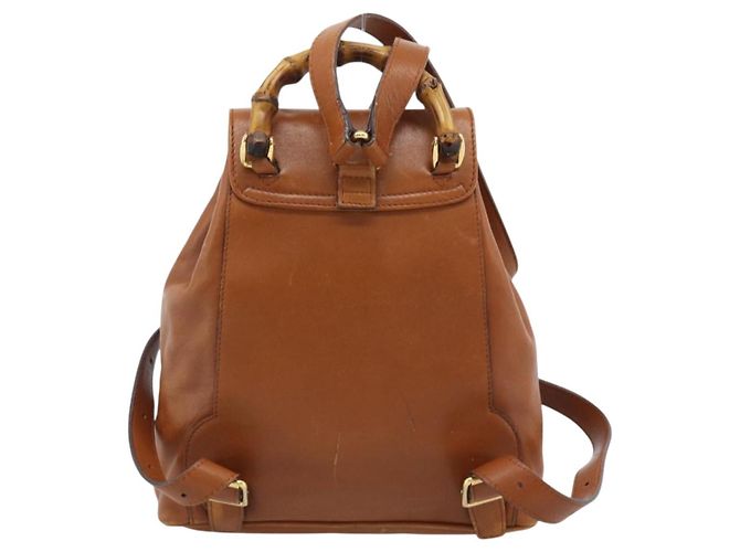 GUCCI Bamboo Backpack Leather Brown Gold - vista 2