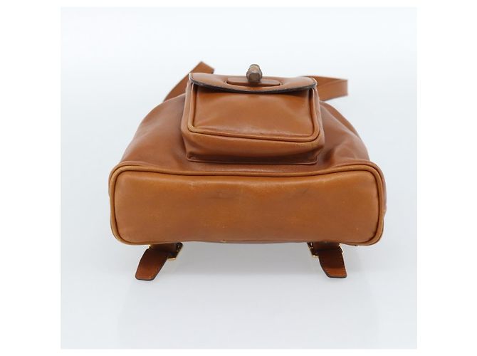GUCCI Bamboo Backpack Leather Brown Gold - vista 5