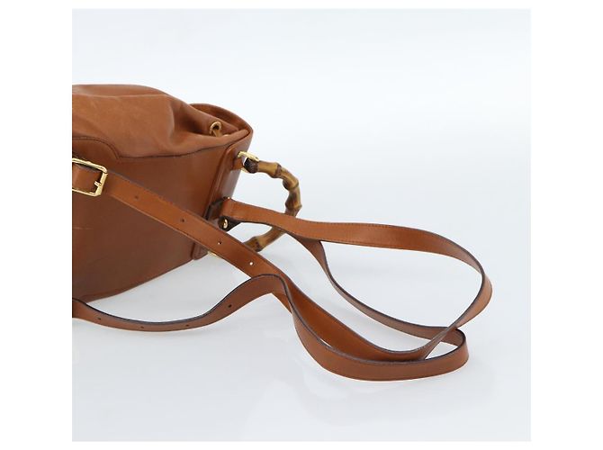 GUCCI Bamboo Backpack Leather Brown Gold - vista 9