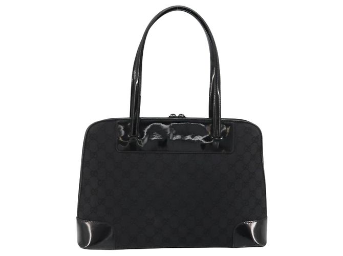 GUCCI GG Canvas Hand Bag Black Gold 002 1122 - vista 2
