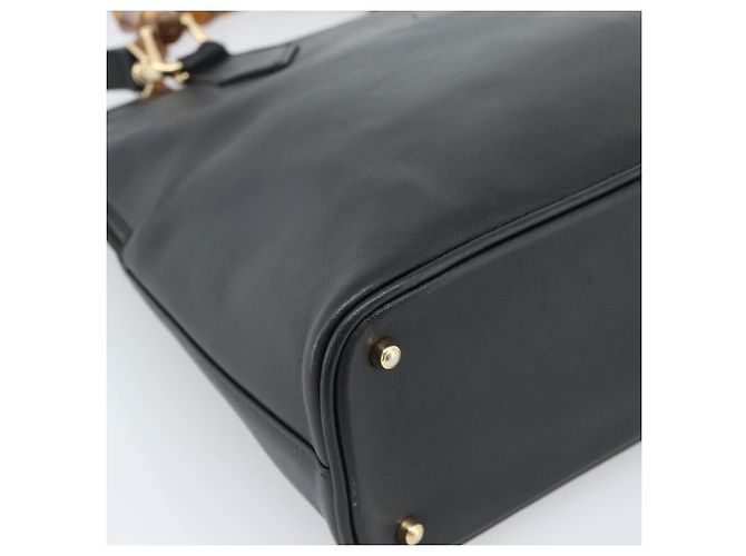 GUCCI Bamboo Hand Bag Leather 2way Black Gold 000 0289 - vista 10