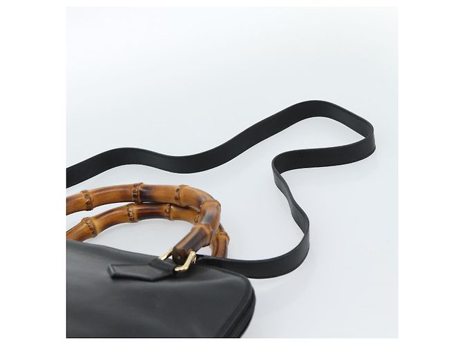 GUCCI Bamboo Hand Bag Leather 2way Black Gold 000 0289 - vista 14