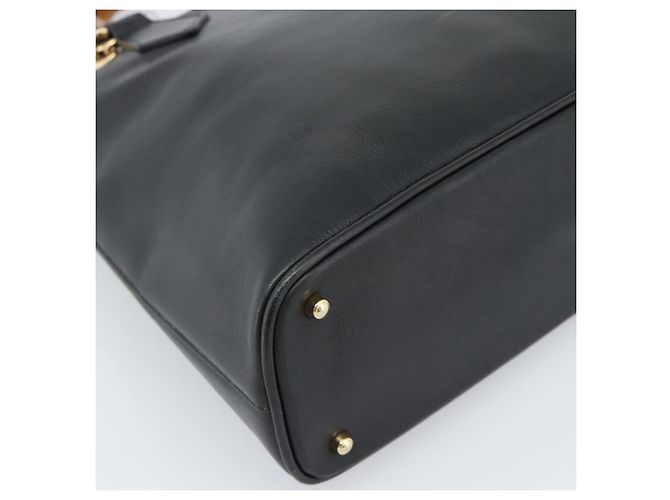 GUCCI Bamboo Hand Bag Leather 2way Black Gold 000 0289 - vista 16