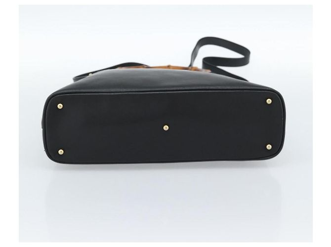 GUCCI Bamboo Hand Bag Leather 2way Black Gold 000 0289 - vista 5