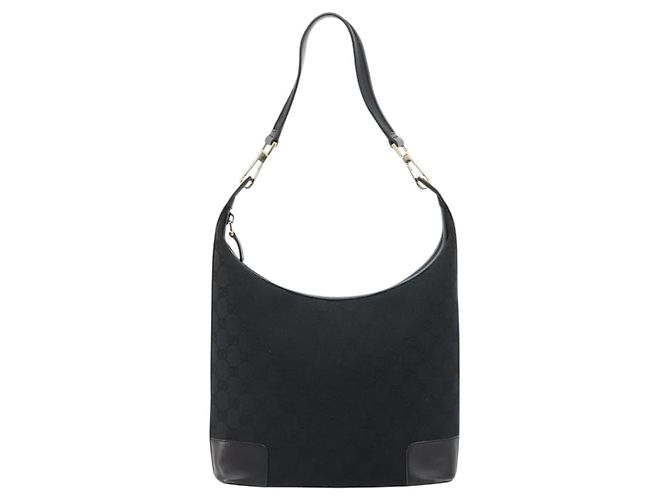 GUCCI GG Canvas Shoulder Bag Black Gold - vista 13