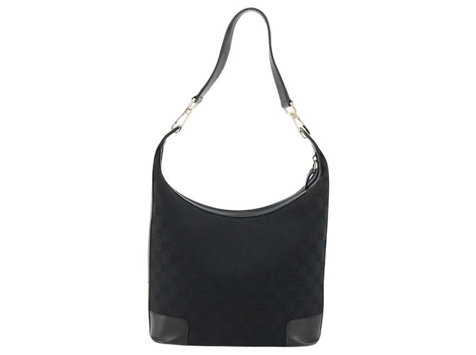 GUCCI GG Canvas Shoulder Bag Black Gold - vista 2