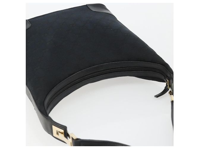 GUCCI GG Canvas Shoulder Bag Black Gold - vista 6