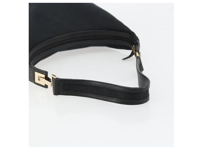 GUCCI GG Canvas Shoulder Bag Black Gold - vista 7