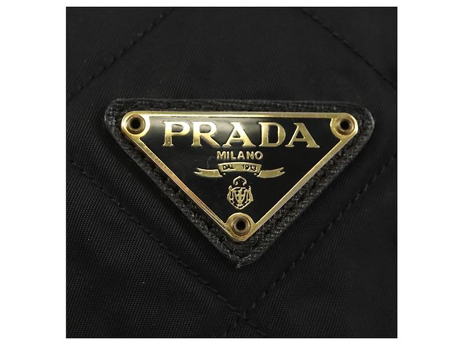 PRADA Chain Tote Bag Nylon Black Gold - vista 18