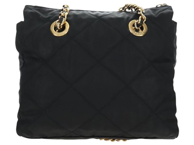 PRADA Chain Tote Bag Nylon Black Gold - vista 2