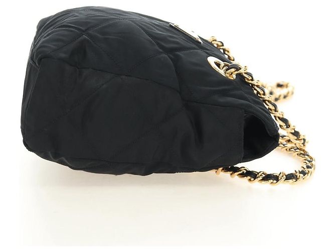 PRADA Chain Tote Bag Nylon Black Gold - vista 4