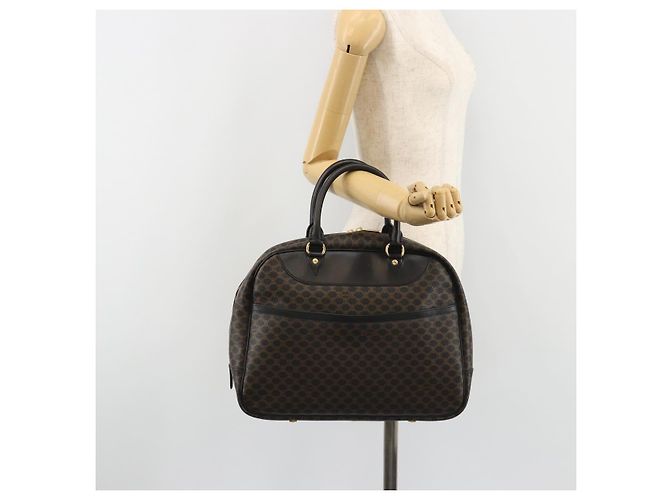 Céline CELINE Macadam Canvas Hand Bag PVC Leather Black Gold - vista 23