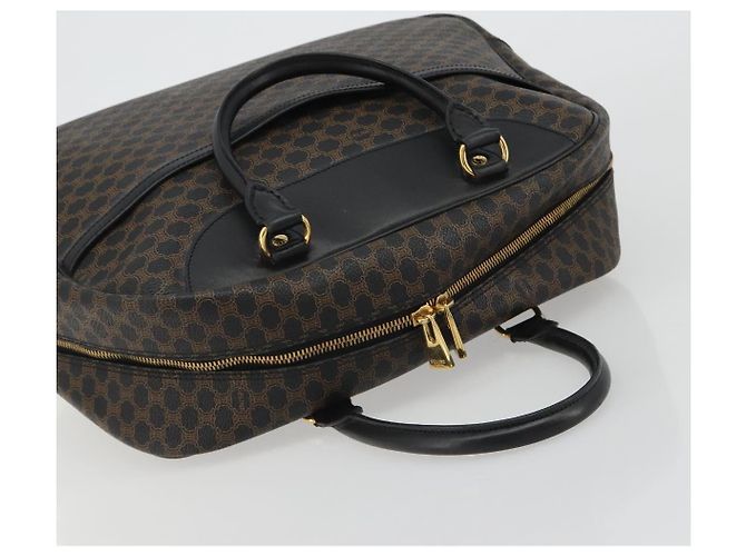 Céline CELINE Macadam Canvas Hand Bag PVC Leather Black Gold - vista 6