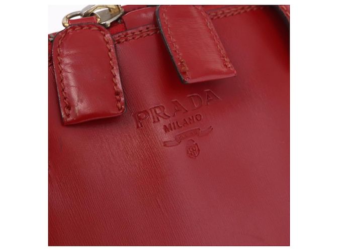 PRADA Hand Bag Leather Red Gold - vista 17