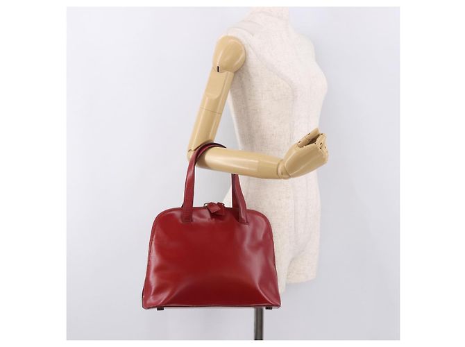 PRADA Hand Bag Leather Red Gold - vista 23